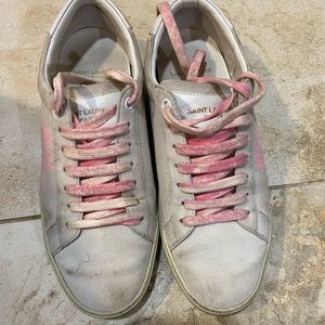 saint laurent pink material sneakers